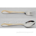 stainless steel spoon and fork set with gold